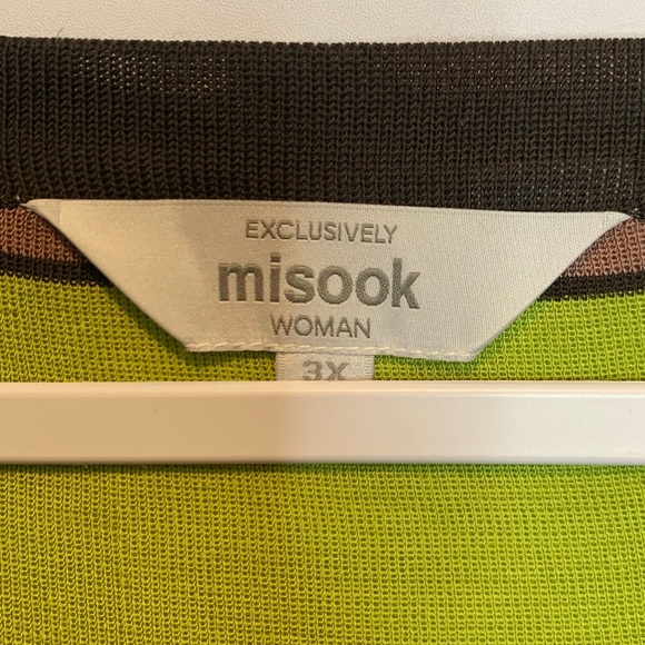 Misook Women’s Striped Knit Top Sweater Brown Green Orange - Picture 2 of 4